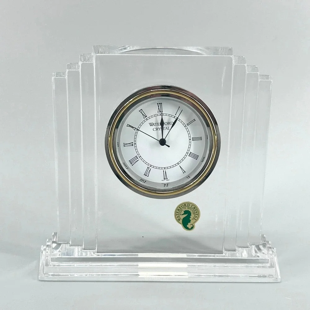 Waterford Crystal Metropolitan Clock Art Deco Lead Crystal Ireland NEW Battery